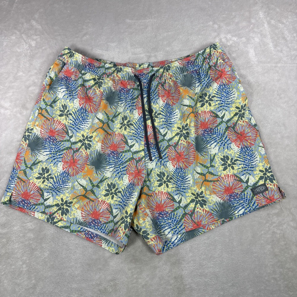 Aftco Fishing Cargo Shorts Mens Floral Size X-Large 5" Active Lined Trunks Swim